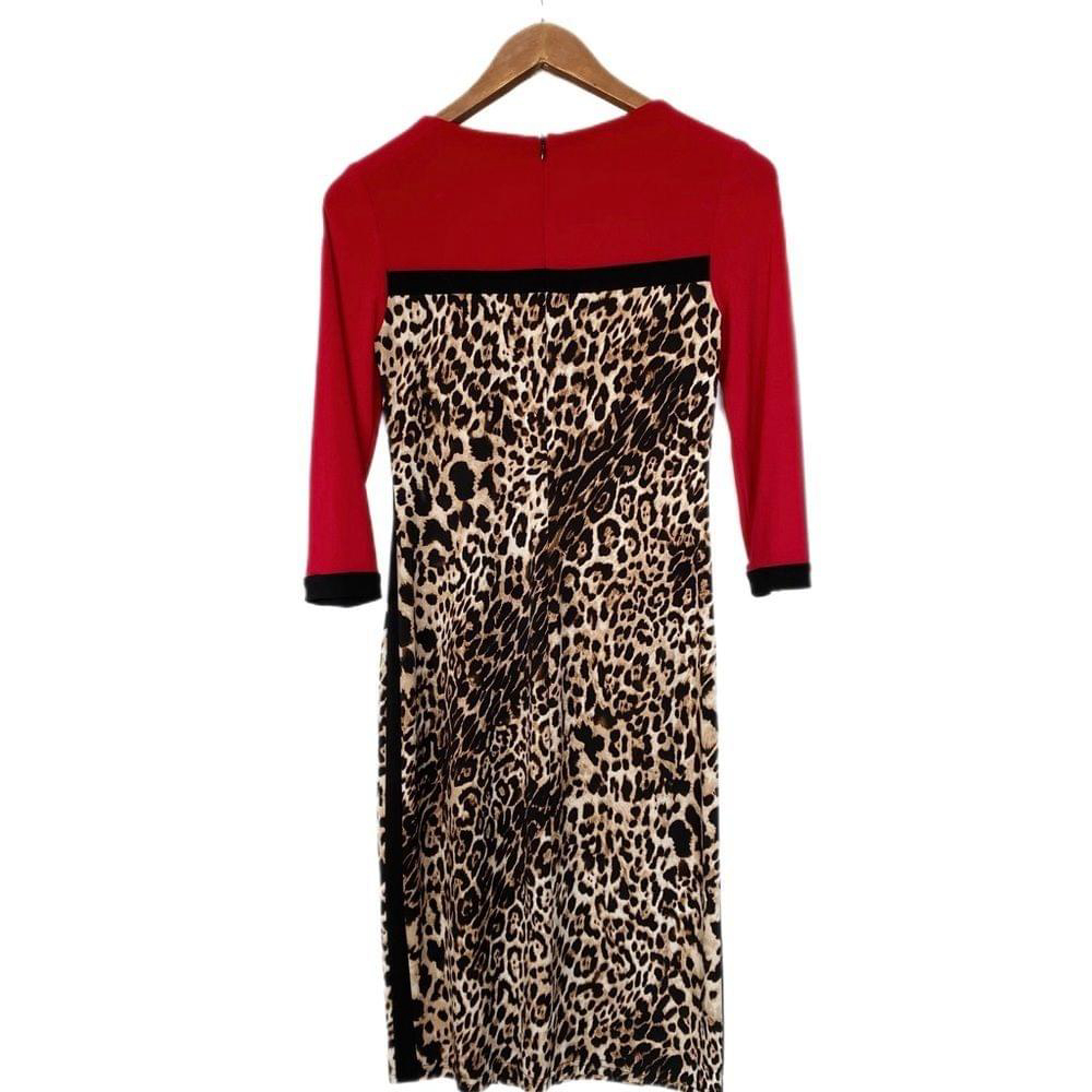 Joseph Ribkoff Leopard Colorblock Dress 2 - Picture 5 of 10